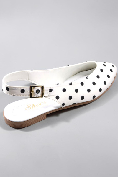 HFKY Female Ballerina. White Jue Polka Dot Casual Ballet Flats