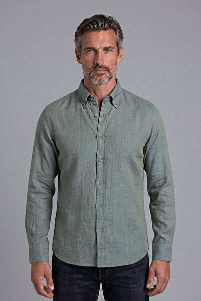 Bisse Khaki Pasha Collar Long Sleeve Shirt