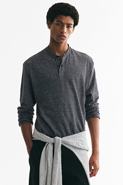 H&M Keten Karışımlı Henley Üst Relaxed Fit