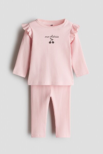 H&M 2 Parçalı Pamuklu ve Ribanalı Set
