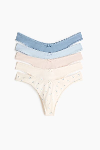 H&M 5'li Pamuklu Thong Külot