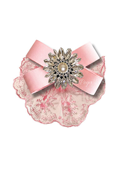 pegu baby collection Lux Pink Guipure Lace Special Design Brooch, Collar Broo...