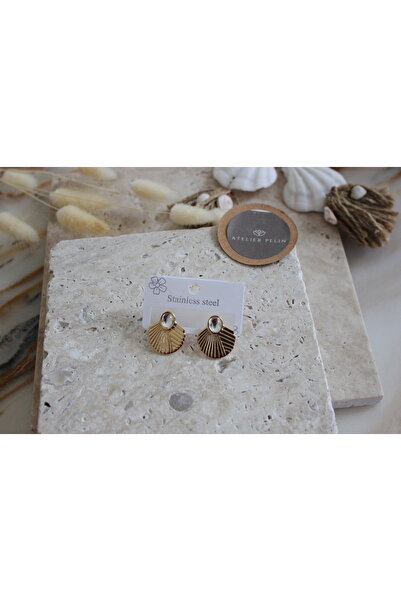 Atelier Pelin Colorful Stone Steel Earrings / White
