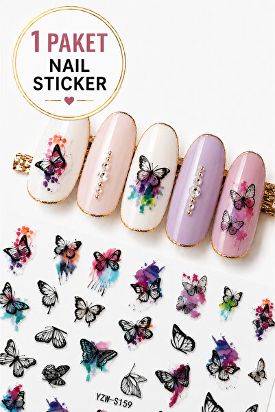 Sibelon Nail Art Sticker Kendinden Yapışkanlı Tırnak Dövmesi Takma Tırnak Süs...