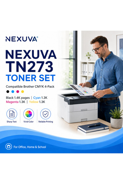 Nexuva مجموعة من 4 خراطيش حبر متوافقة مع طابعات براذر TN273