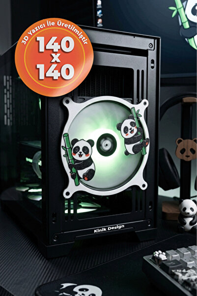 Kınık Panda 140x140 mm Beyaz Çerçeveli Yeşil Siyah Oyun PC aksesuarı , Masaüs...