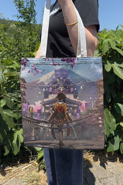 ZipZap Chiori Genshin Impact V3 Double-Sided Canvas Print Tote Bag Anime Bag
