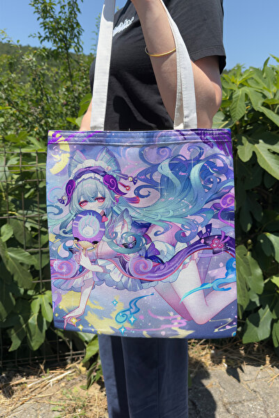 ZipZap Yumemizuki Mizuki Genshin Impact V1 Double-Sided Canvas Print Tote Bag...