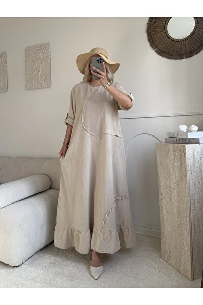 SUMEF Beige mesh detail full length 100% cotton standard size 38-48 women's d...