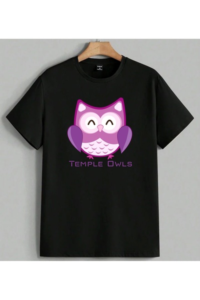 ELFERA تي شيرت كبير الحجم مطبوع عليه طيور النادرة من Temple Owls Mor Baykus ب...
