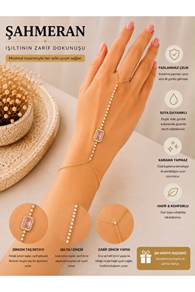 LUMİERE JEWELRY 316L ÇELİK GOLD ZİRKON TAŞLI ŞAHMERAN BİLEKLİK
