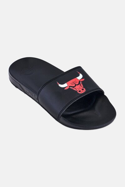iSlide Kids Boy Chicago Bulls Primary Logo Slip On Slides, Black