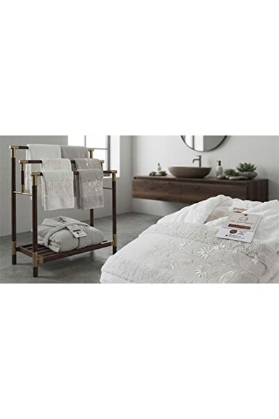 Şıkel Family Bathrobe Set Combed Cotton Embroidered Violet Cream-Grey