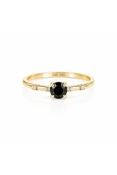 Auristore Inel aur 14K cu diamant negru 0.90 ct
