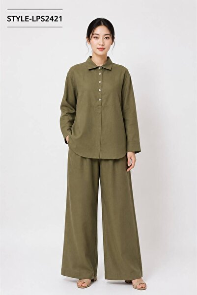 LINELLE Women's Relaxed Fit Linen Blend Co-Ord Set