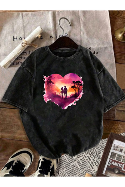 Pink Sky Unisex Oversize Vintage Washed Street Style Μόδα του δρόμου Βαμβακερ...