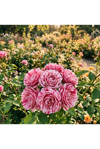 Bloom & Sow Seed بذور ورد فلوريبوندا مخططة وردية، وردة متعددة الألوان، شrubة ...