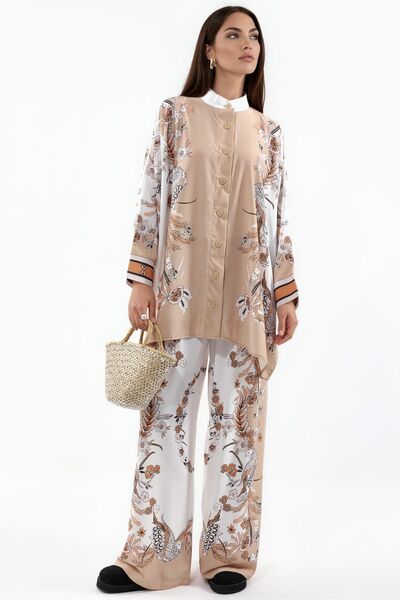 Hiccup Msn Floral Patterned Tunic and Wide-Leg Pants Set