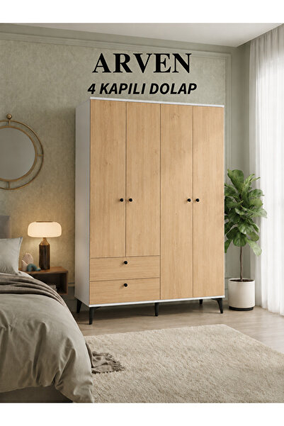 Cozibo Arven 4 Kapılı 2 Çekmeceli Dolap, Gardrop