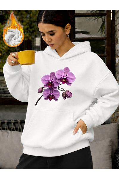 mercoledi Unisex Floral Heart Printed Hooded Kangaroo Pocket Comfortable Fit ...