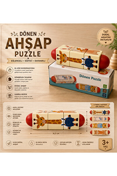 Genel Markalar DÖNEN AHŞAP PUZZLE ZÜRAFA SERİSİ