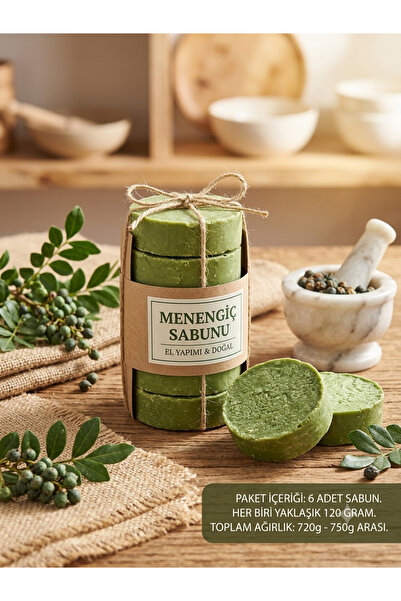 ZAHİR Natural Fresh Green Menengic Soap - Handmade Pure Bıttım Soap 6 Pieces ...
