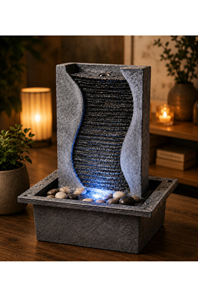 Generic Brand Fântână Arteziană Decorativă LED pentru Interior, Model Ondulat...