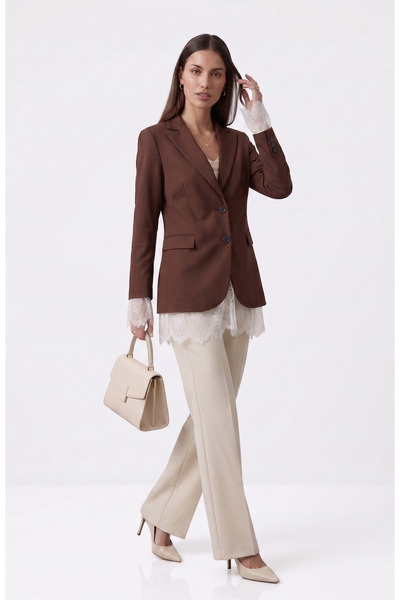 chwain Fiorenza Dantel Detaylı Blazer