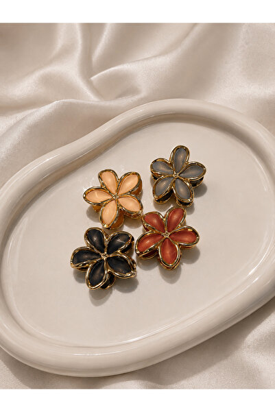 Elmosia Jewelry 4-Piece Lotus Hair Clips with Gold Detail, Strong Hold, Women...