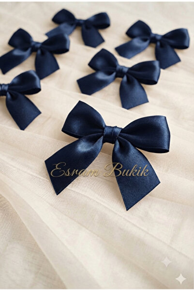 Esram Butik Navy Blue 2 cm Satin Bow, Dowry Box, Bundle Decoration, Wedding, ...