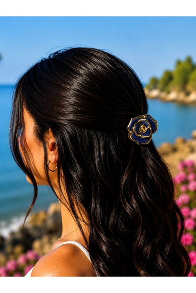 Elmosia Jewelry 4-Piece Rose Hair Clip with Gold Detail, Strong Hold, Women's Hair Accessory