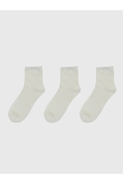 LC Waikiki Alita City Farkıyla Lcw Dream Ecru Plain 3-Pack Women's Socks