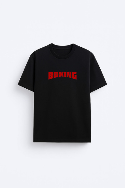 cesita Boxing Printed Cotton Black T-Shirt