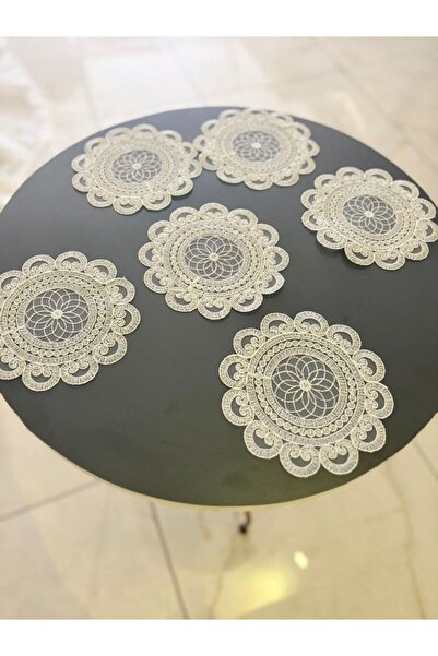 Ceki Home 6-Piece Lace Coffee Presentation Set 15X15 cm Assorted Patterned Co...
