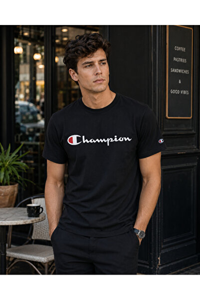 Vant Clothing Νέο μοντέλο μπλουζάκι Champion με στάμπα σε μαύρο χρώμα