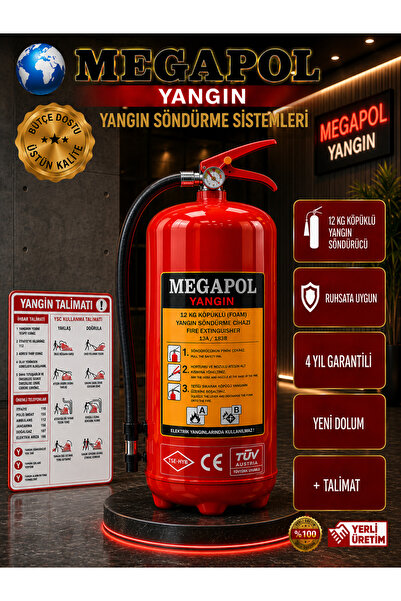 12 kg AFF %6 LIK FOAM köpüklü yangın söndürme cihazı, yangın söndürme tüpü, yangın söndürücü, yangın söndürme cihazları