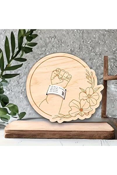 Generic Handcrafted Wooden Birth Bracelet Commemorative Plate, Round Carved Keepsake with Mother And Youngsters Silhouette, Engraved Birth Date And Name, Perfect Family Souvenir And Holiday Decor