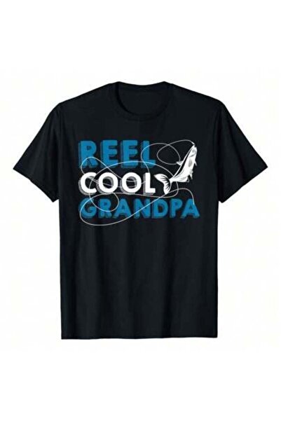 4CR Funny, Reel Cool Grandpa, Fishing Pun T-Shirt, 220g Pure Cotton, Casual C...