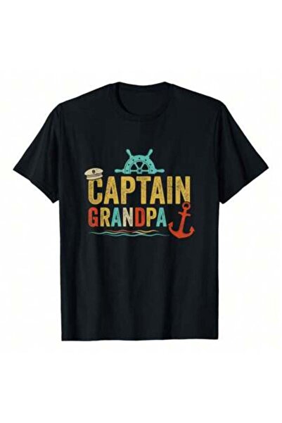 4CR تي شيرت رجالي من Captain Grandpa Pontoon Lake Sailor Fishing Boating، مثا...