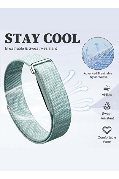 Margoun Woven Nylon Sport Loop Band for Fitbit Air – Breathable Elastic Replacement Strap with Secure Hook-and-Loop Fastener – Comfortable Lightweight Wristband - Fog Fog