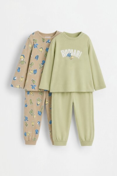 LEFTIES 2'li desenli uzun pijama takımı