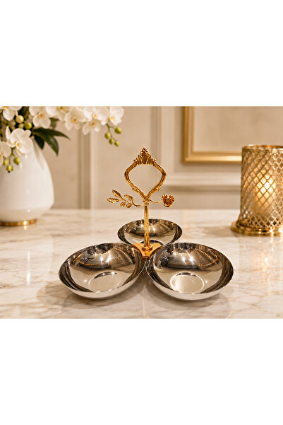 OEM 3 METAL BOWLS WITH GOLD HANDLES