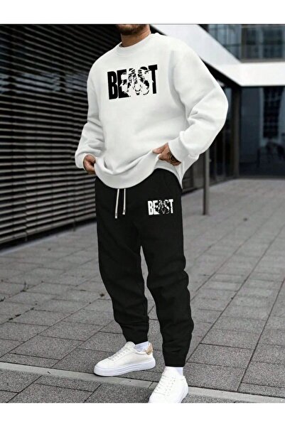 EFFRENATU Oversized Hooded Sweatshirt Set - Face and All-Over Surface Print, ...