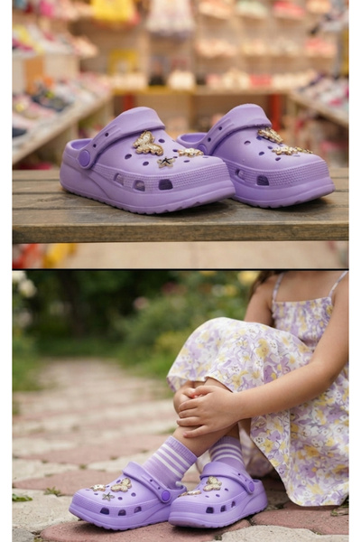 Hızlı Al KIZ ÇOCUK SANDALET CROS TERLİK.ANNE ÇOCUK KOMBİN CROS TERLİK.LİLA TA...
