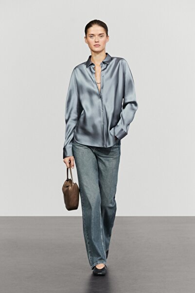Massimo Dutti Dökümlü saten gömlek