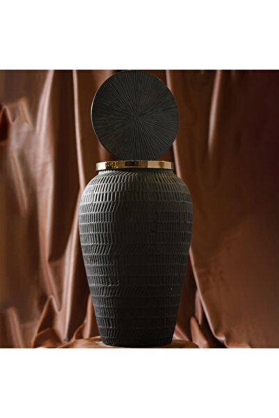 Generic Brand Mrlth-115-1038-1 Ceramic Vase with Solar Handle - 67X23 cm - Black
