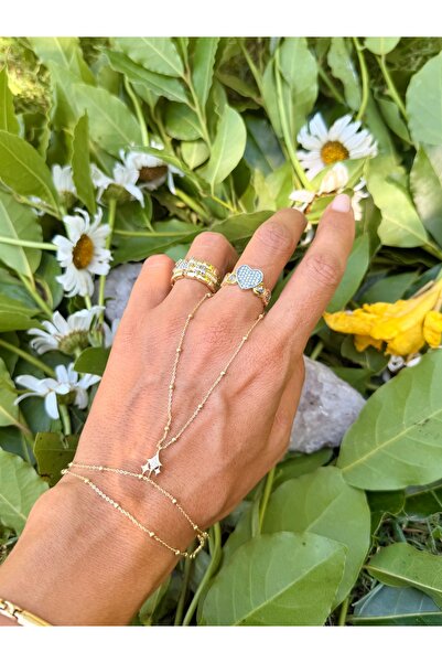 Merishe Jewerly Gold Şahmeran Sun and Stone Stainless Steel