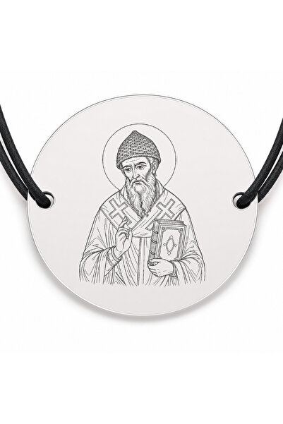 Simoshop Brățară argint 925 cu bănuț Sfântul Spiridon, șnur negru reglabil