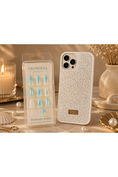 Glossilva Mermaid Serisi Premium Takma Tırnak & Iphone 16 Uyumlu Premium Siml...