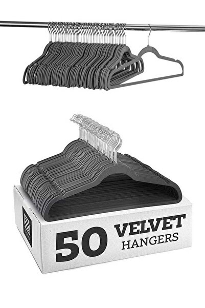 Generic Grey Velvet Hangers 50 Pack, Non Slip Felt Hangers, Heavy Duty Velvet...